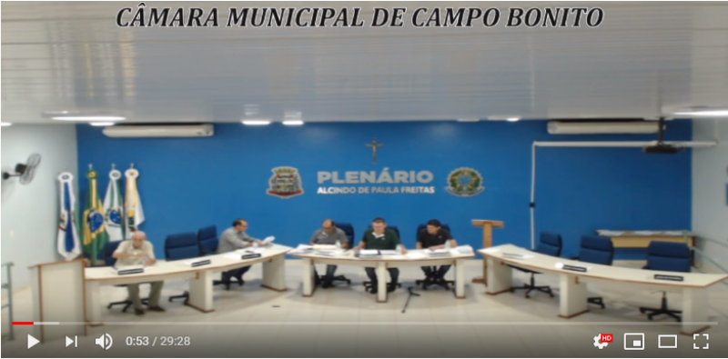 Sessão Ordinária 16/09/19 TV Câmara Campo Bonito